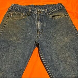 Carhartt Jeans Mens 33x30 Blue Denim Straight Leg Loose Fit Work Pant